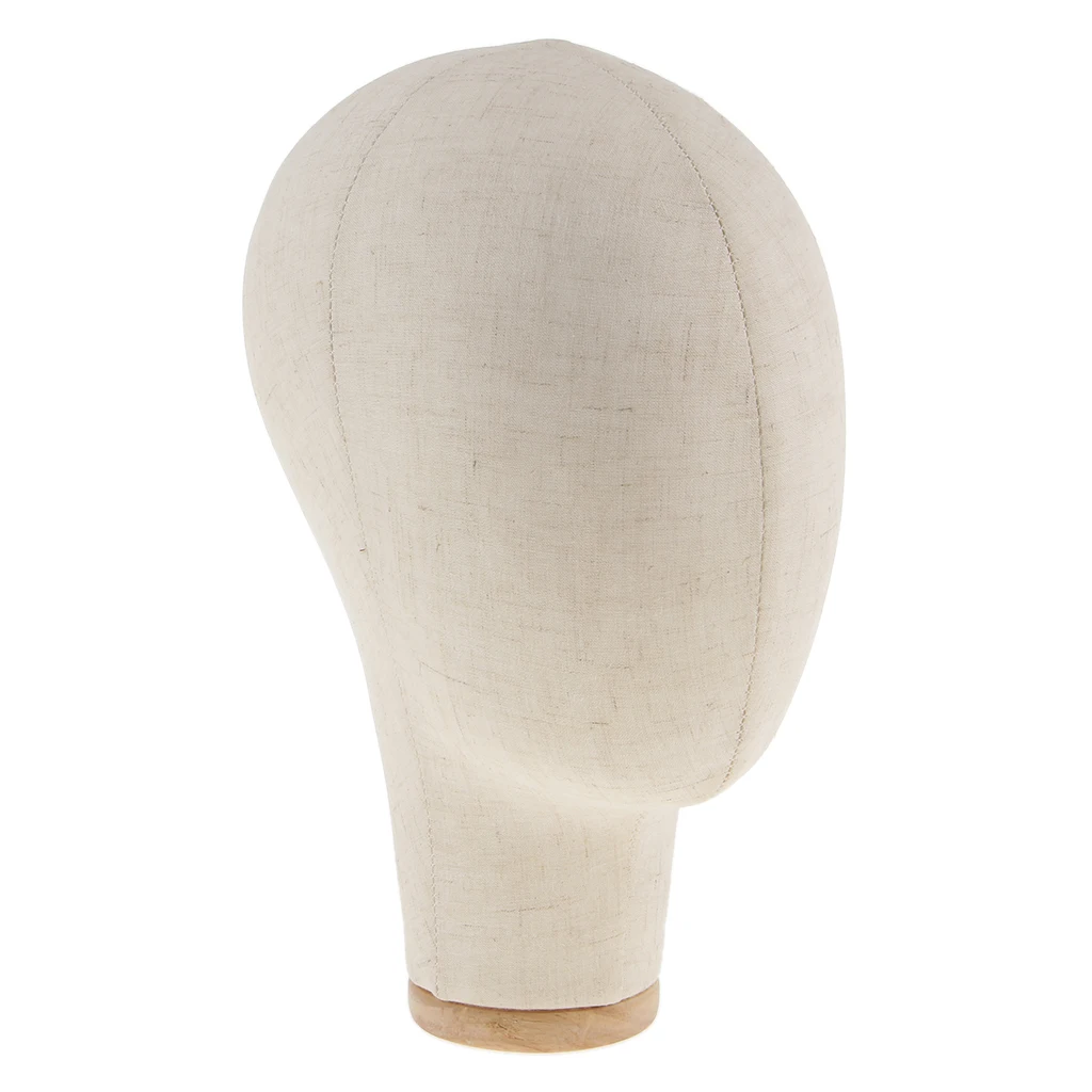 2 Mannequin Cork Canvas Block Head Wigs Cap Making Display Holder 21`` Beige