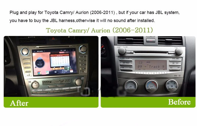 Top Pure Android 7.1 Car dvd player for Togyota Camry 2007 2008 2009 2010 2011 Capacitive Screen 2 din 8 inch in dash car dvd 3