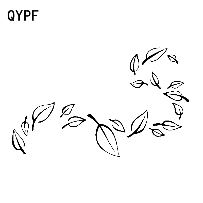 QYPF 17 6 см * 10 8 изящный как корневой биббон листья танцуют на ветре изящно виниловый
