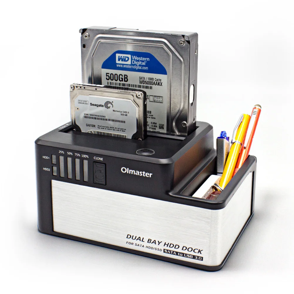 

2.5/3.5" Dual Disk External Hard Disk Box Base Serial Port USB3.0 External Mobile Hard Drive Docking Station HDD Enclosure