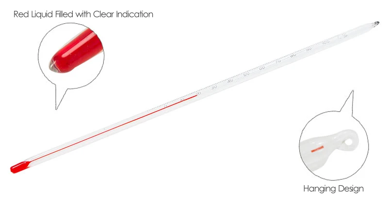 10 шт 0-100/200 градусов Цельсия 30 см стеклянный термометр для домашнего пивоварения лабораторный красный термометр с наполнением водой