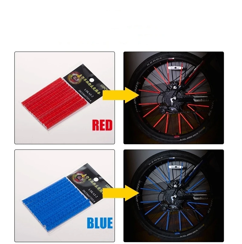 Flash Deal 12pcs Bicycle Mountain Bike Riding Wheel Rim Spoke Mount Clip Tube Warning Light Strip 75mm Reflective Spoke Light Outdoor Bike 9