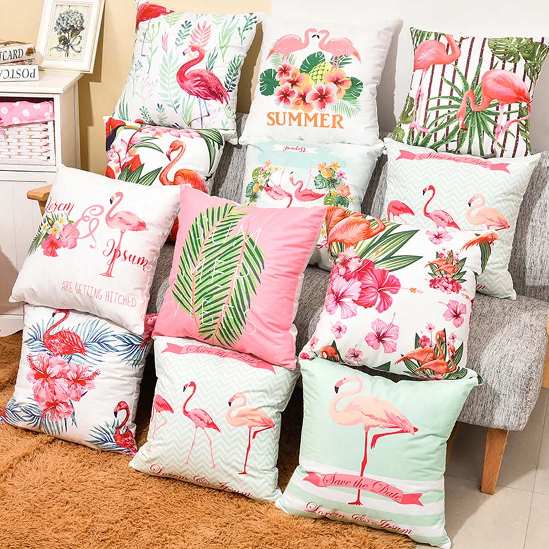 Buy Ins Style Flamingo Throw Pillow Case Polyester