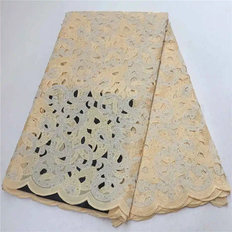 

Hand cut African Organza Lace Nigeria Lace Fabric With Stones 2019 High Quality Swiss Voile Lace In Switzerland PSA749-1