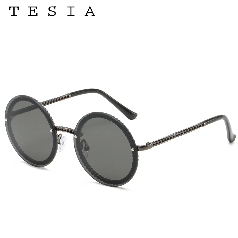 Брендовые круглые солнцезащитные очки, женские роскошные солнцезащитные очки без оправы, популярные европейские солнцезащитные очки Ins, lunetes de sol femme
