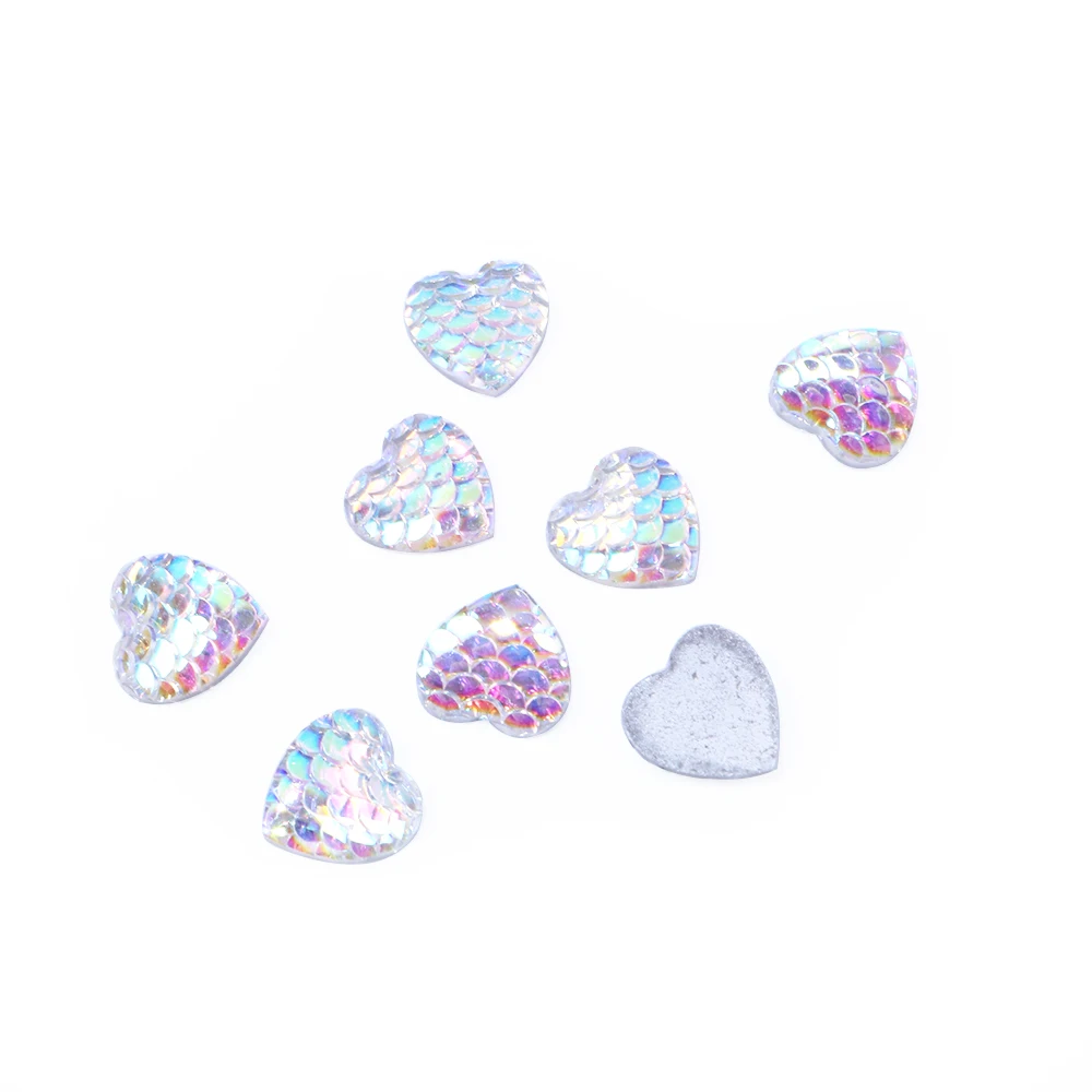 David accessories сердце любовь круглый Русалка рыбья чешуя бусины, День Святого Валентина украшения ручной работы материалы, 100Yc4722 - Цвет: 1071148002