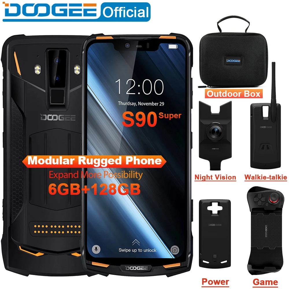 IP68/IP69K(наружная коробка) DOOGEE S90 супер модульный прочный мобильный телефон 6,18 дюймов дисплей 5050 мАч Helio P60 Восьмиядерный 6 ГБ 128 ГБ