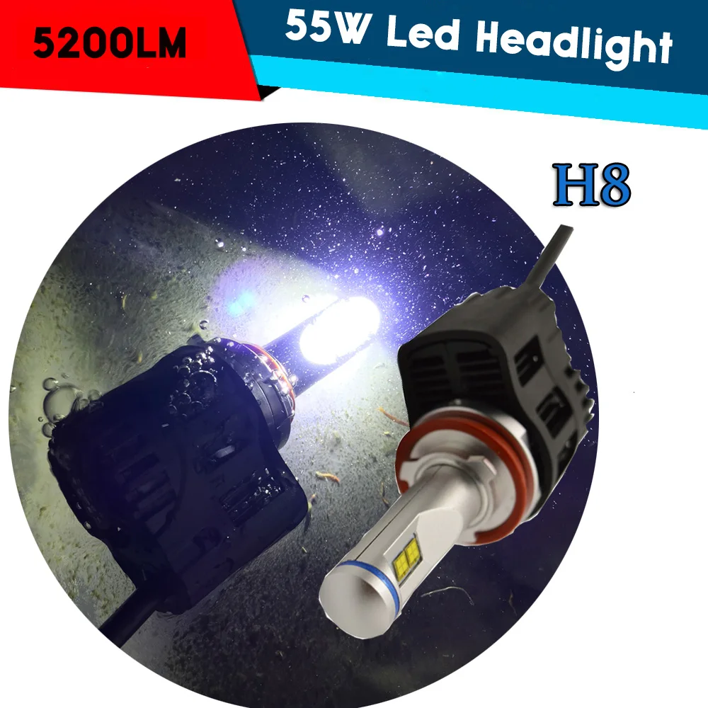 

P6 Lumileds MZ  Car LED Bulb Fog Light Conversion Kit  5200lm High Power 55W H8  LED Headlight DC11-30V Headlight Bulbs
