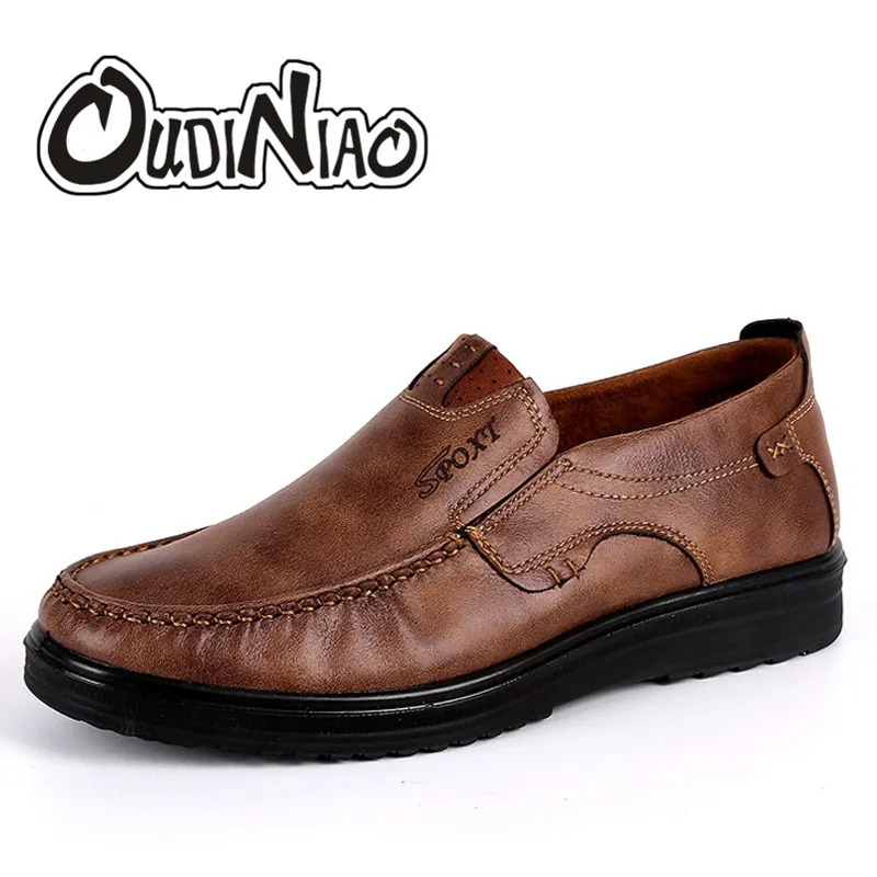 

OUDINIAO Men Casual Shoes Large Sizes Soft Sewing Loafers Men Spring Hot Sale Solid Slip On Business Fomal Men Shoes Black