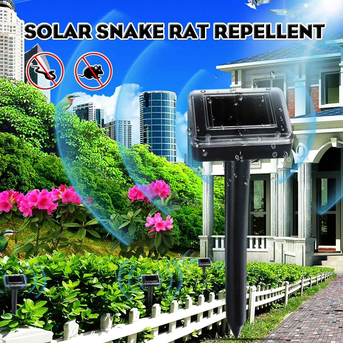 

Solar Outdoor Mouse Snake Repelling Solar Energy Charging Ultrasonic Vibration Lawn Garden Farm Courtyard Rain Proof