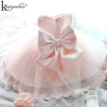 

Elegant Girls Dress 2018 Summer Fashion Pink Lace Big Bow Party Tulle Flower Chiffon Princess Wedding Dresses Baby Girl dress