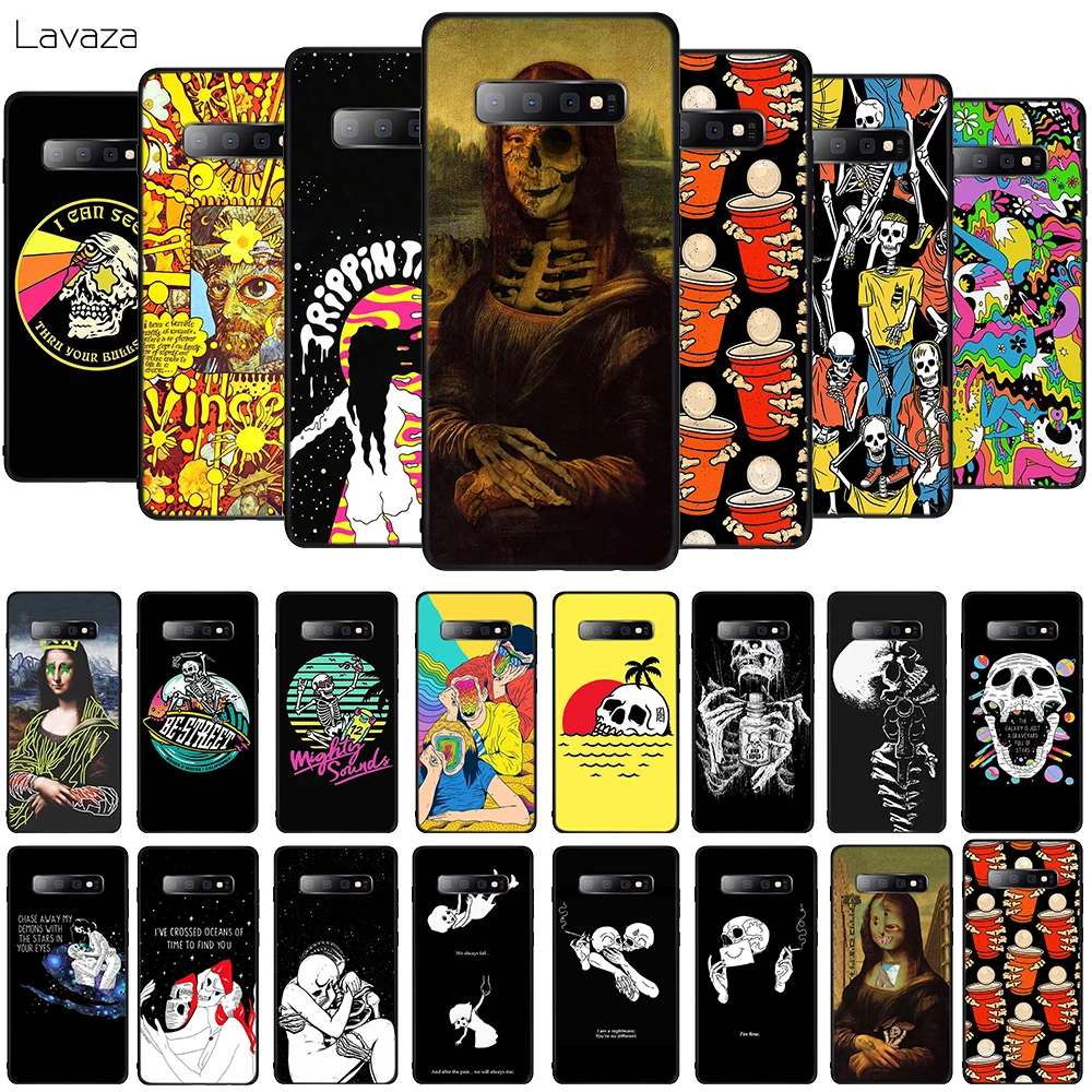 Мягкий чехол для телефона Lavaza Mona Lisa Skull by SAMUXX Samsung Galaxy S8 S9 S10 Plus A6 A8 A9 2018 A30 A50 TPU |