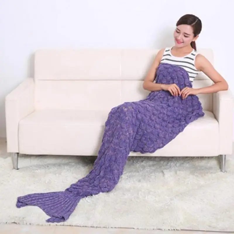 

The New Fish-scale Pattern Mermaid Blankets Home Fashion Acrylic Material Soft And Comfortable Sofa Blanket