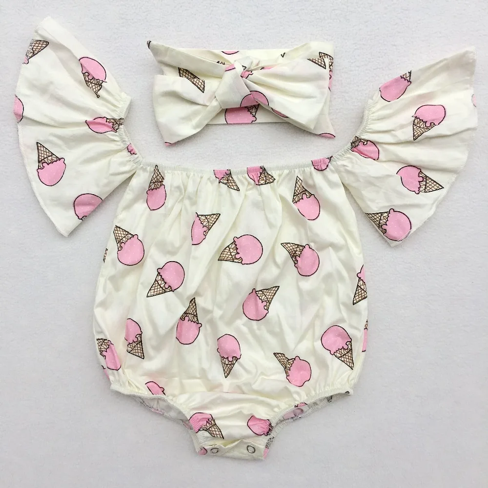 Baby Toddler lemon Romper off shoulder Summer sunflower Romper,Ice