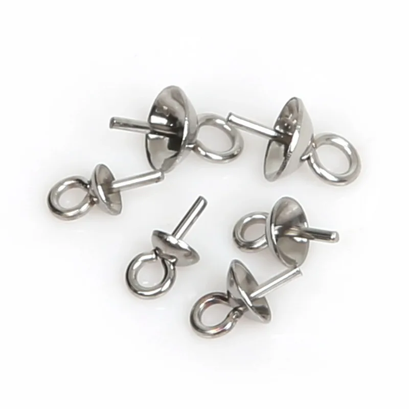 

New Arrival! 50pcs/pack Stainless Steel Eye Pin for Half Hole Charm Pendant Hook Caps DIY Jewelry Findings