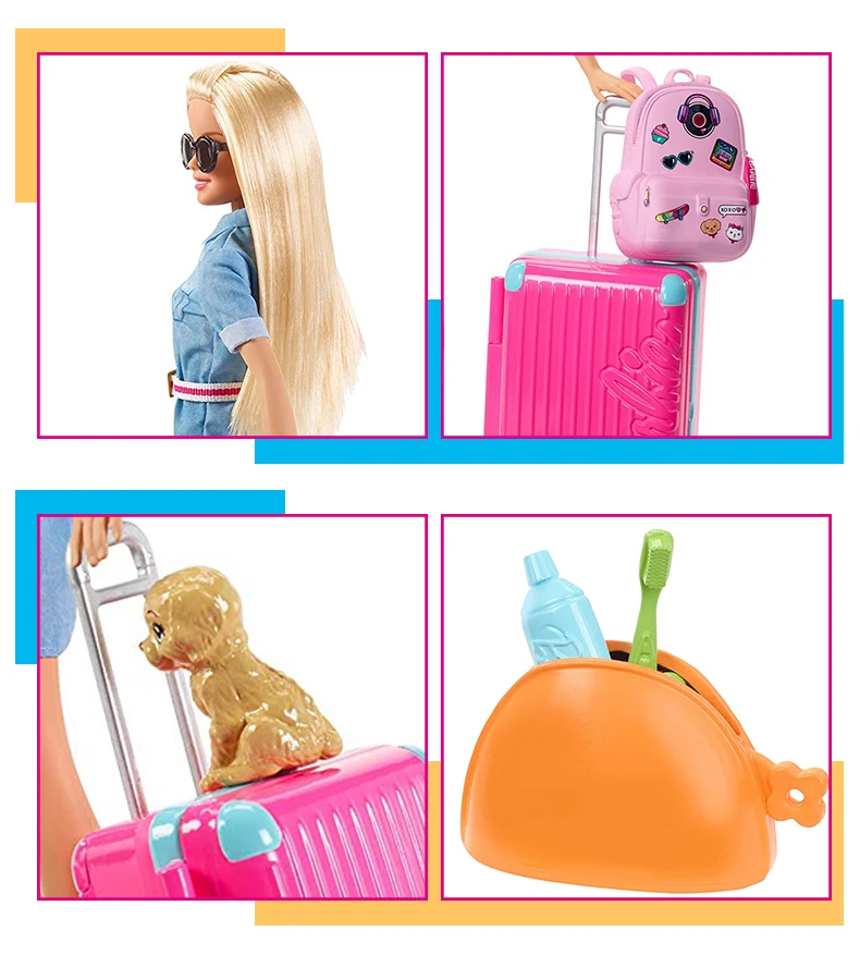 barbie travel doll & puppy playset