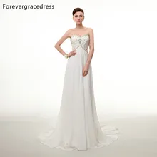 Forevergracedress A Line Chiffon Sleeveless Wedding Dress Sexy Sweetheart Neckline Beaded Bridal Gown Plus Size Custom Made