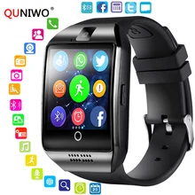 QUNIWO Bluetooth Смарт-часы для мужчин Q18 с сенсорным экраном большая батарея поддержка TF sim-карты камера для Android телефон шагомер