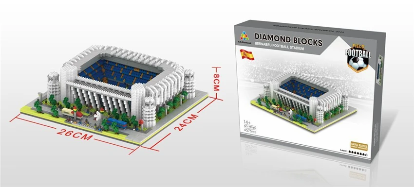 YZ 065 всемирно известный Реал Мадрид футбольный клуб поле стадион 3D модель мини алмазные строительные шарики блоки игрушки для детей без коробки