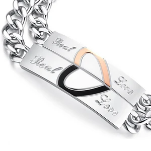 ZN 1pc Love Couple Bracelets Stainless Steel Jewelry Charms Lovers Half Heart Puzzle Bracelet Wedding Jewellery For Men Women