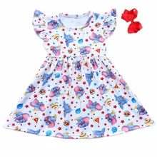 Новое поступление, осеннее платье с принтом слона для маленьких девочек, детское платье с жемчугом, молочное шелковое платье, аксессуар для костюма