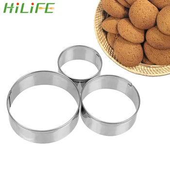 

HILIFE 3pcs Mini Cookie Cutter Stainless Steel Cake Cookie Pastry Wrapper Dough Cutting Tool Round Dumpling Wrappers Mold Set