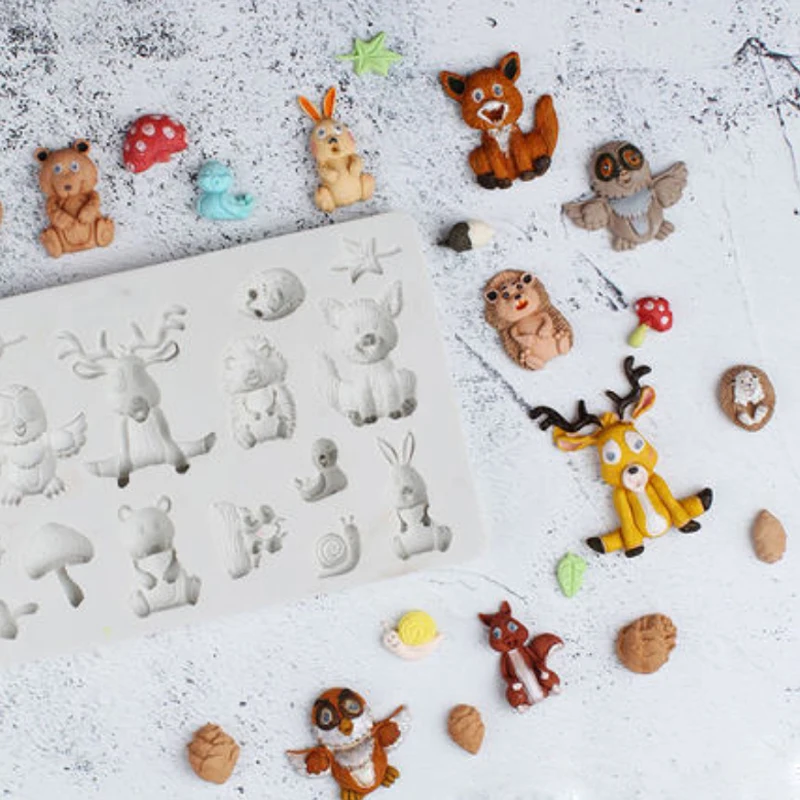 

Snails Hedgehog Rabbit Deer Leaf Mould Silicone Mold Fondant Cake Decorating Tool Gumpaste Sugarcraft Chocolate Forms Bakeware