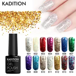 KADITION 8 ml Diamond УФ лак для ногтей гель Лаки Отмачивание лака полу постоянный УФ-гель для ногтей Bling 20 Цвет Art Гель лак для ногтей