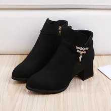 PHYANIC 2018 botas femininas de inverno moda causal ankle boot forwomen nubuck outono inverno confortáveis ziper botines mujer