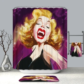 

Europe style Polyester Fabric Shower Curtain for Bathroom Sexy Marilyn Monroe Portraits Pattern Thicken Waterproof Bath Curtain
