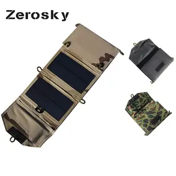 

Zerosky 7W Portable Solar Panel Charger Foldable Solar Cell Battery Charger USB Output for iPhone Samsung PSP 5V Camera