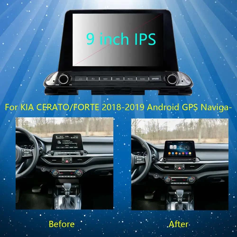 Clearance 9" IPS Octa Core 4GB RAM+64GB ROM Android 9.0 Car DVD Radio GPS For Kia CERATO 2018 2019 FORTE 2019 DSP CarPlay Parrot BT Stereo 2