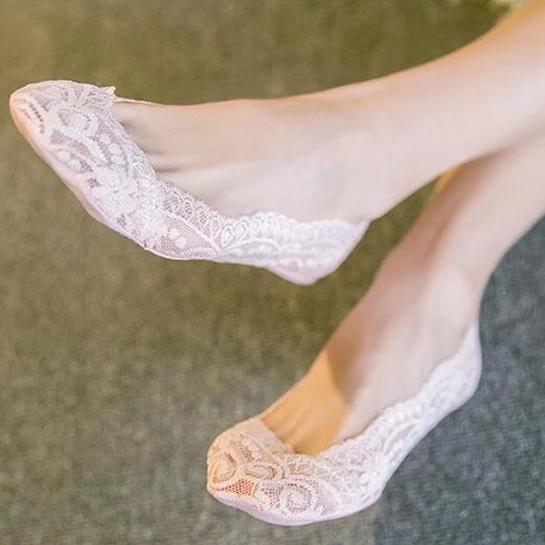Summer women girl Silica Gel Lace Boat Socks2018 New Invisible Cotton