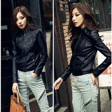 Очень хорошее качество кожаная куртка Женские мотоциклетные черные короткие Кожаные куртки весна-осень Женская мода Тонкий Кожаные куртки