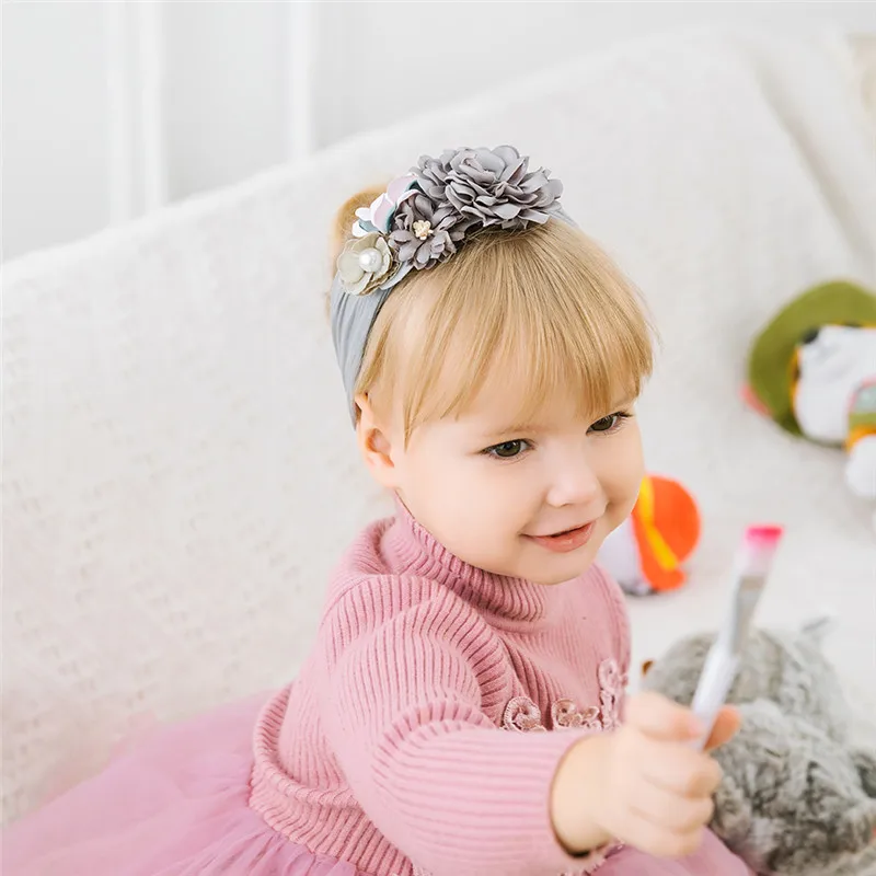 

1pcs Cute Flower Soft Nylon Headbands , Girls Wide Cotton Headwraps Soft Hairwear Christmas Hair Accessories for Children Kids