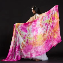 Шаль для танца живота, женская шелковая вуаль для танца живота, окрашенная бандана, шаль для танца живота, аксессуары для танца живота, 250*110 см, вуаль