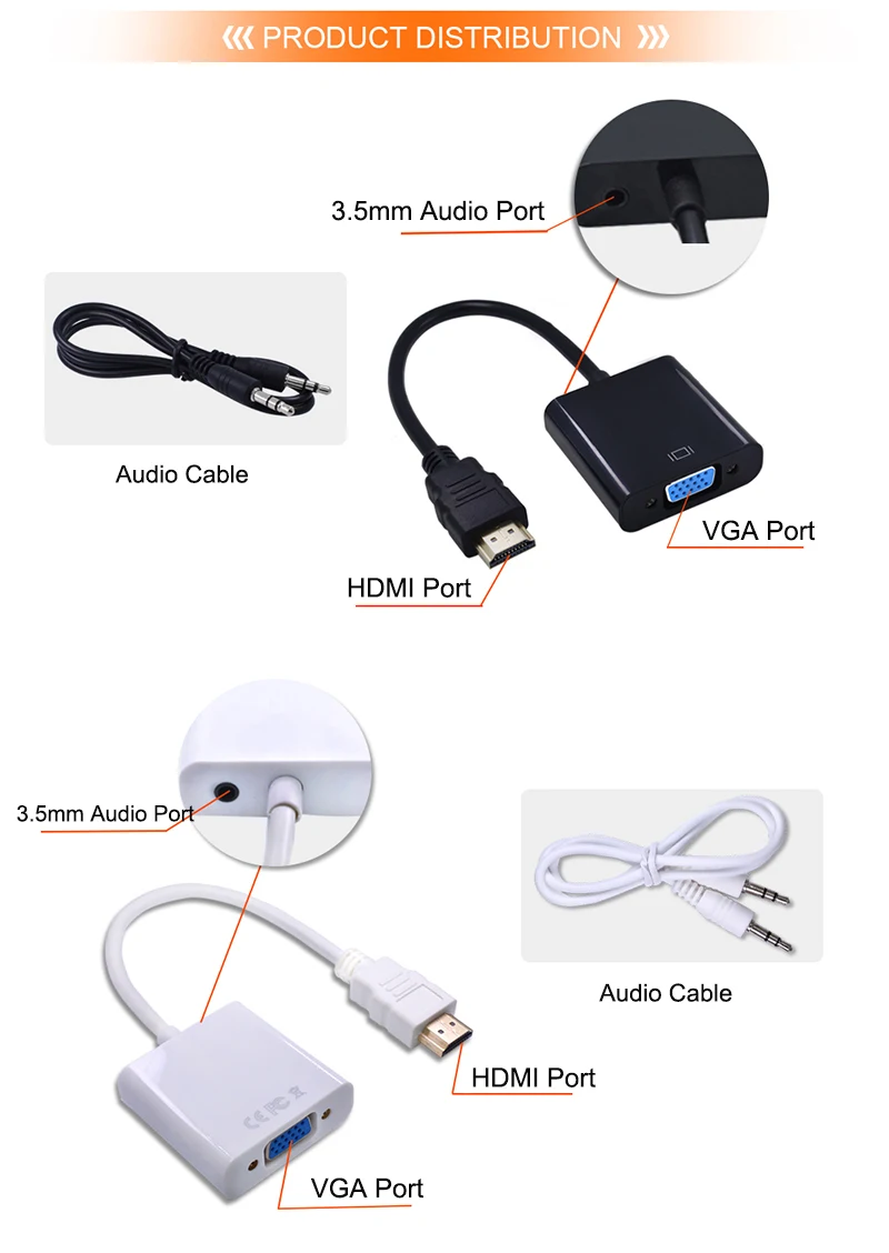 Горячие мужчин и женщин HDMI к VGA кабель конвертер адаптер с аудио кабели для ПК ноутбук планшет поддержка 1080P HDTV HDMI2VGA