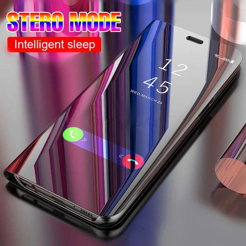 Умный зеркальный Чехол книжка кожаный чехол для Samsung galaxy s9 s8 plus s 9 S7 Note 8 прозрачный