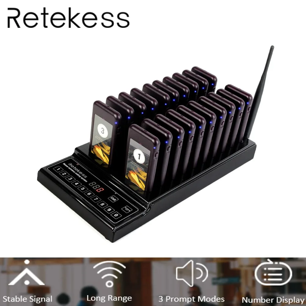 RETEKESS T112 Беспроводная система подкачки сигнальное устройство для ресторана очереди ресторанное оборудование с Вибратор 3 Режим напоминания для ресторана - изображение