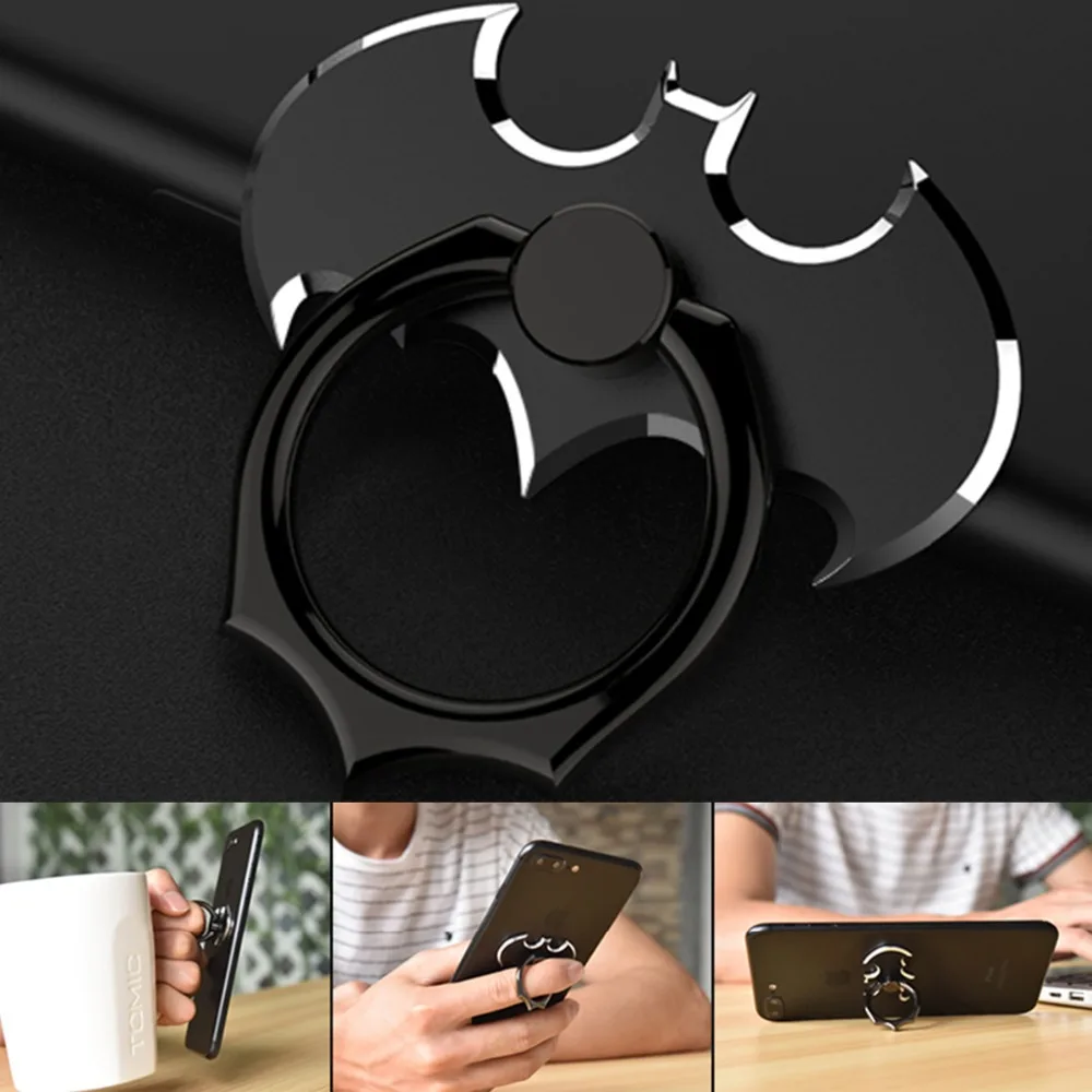 

Universal Batwing Finger Ring Smartphone Sticky Bracket Metal Ring Holder Stand 360 Rotation Fidget Spinner For iPhone iPad