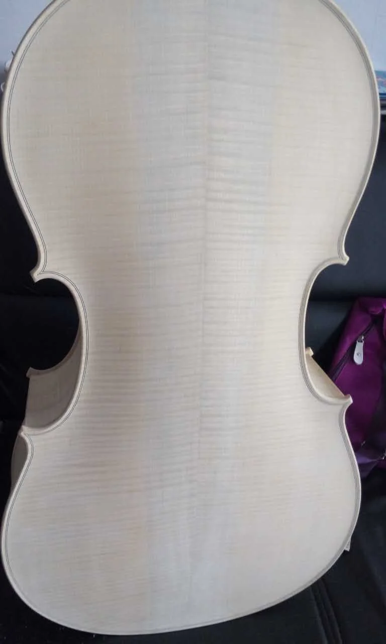 White Cello 4/4 size unvarnished cello with ebony fingerboard