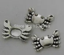Free shipping good selling sea crab charm pendant 5pcs 24*16mm antique silver fit bracelet necklace diy metal jewelry making