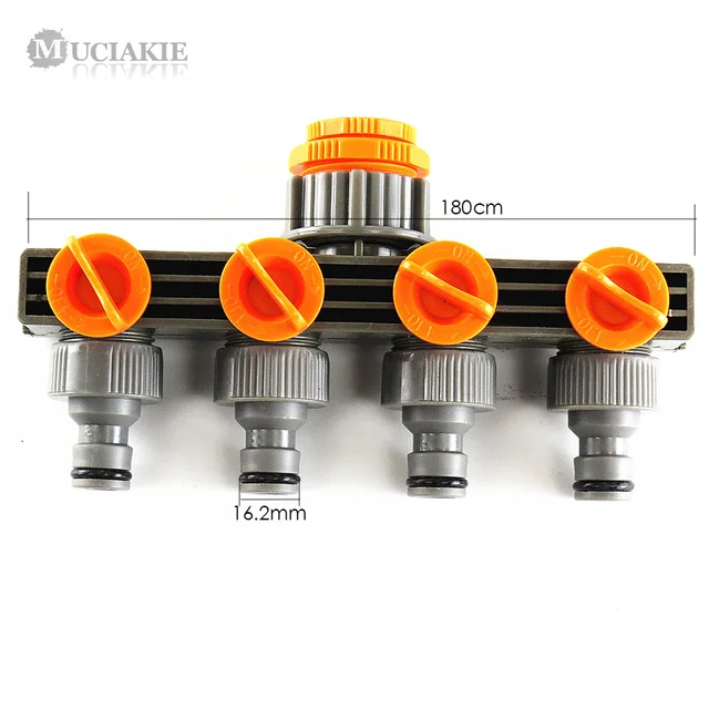 MUCIAKIE 1” to 3/4” to 1/2” Female Thread 4 Way Hose Splitters for Automatic Watering Pipe Linker Timer Garden Irrigation