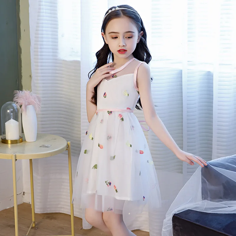 

Daily Cheap Princess Little Girls Thin Dress Kids Baby Multicolor Pattern Embroidery Tulle Summer Dress Children Clothing