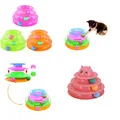 3 слоя Crazy Ball Disk Cat Toys Anti-slip Interactive Amusement Plate Triple Turntable Play Disc игрушка для маленьких домашних животных для котят кошек