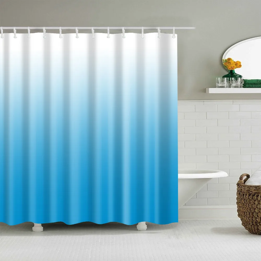 Градиент цвета занавески для душа полиэстер ткань экологически чистый водонепроницаемый дизайн частный ванная комната подарок с крюком B1050