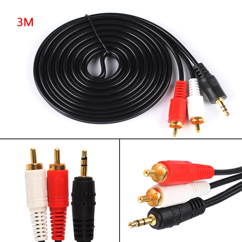 3 5 мм Штекерный разъем для AV 2 RCA стерео музыкальный аудио кабель AUX Mp3 Pod Phone TV
