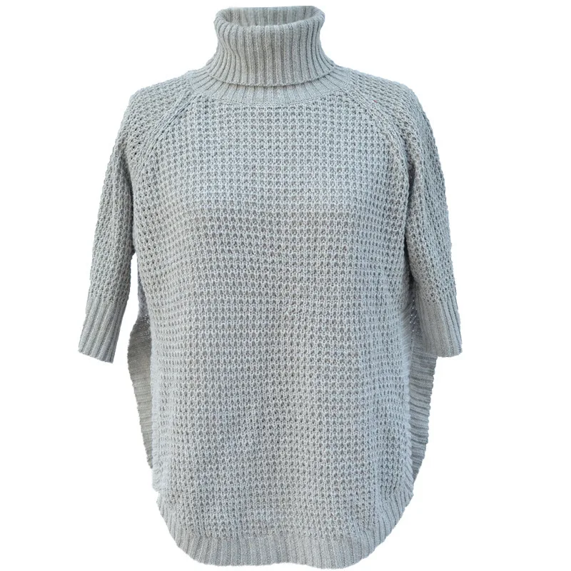 OMCHION Sueter Mujer осень зима водолазка вязаный короткий рукав свитер женский сплит сексуальный плащ корейские пуловеры LMY192