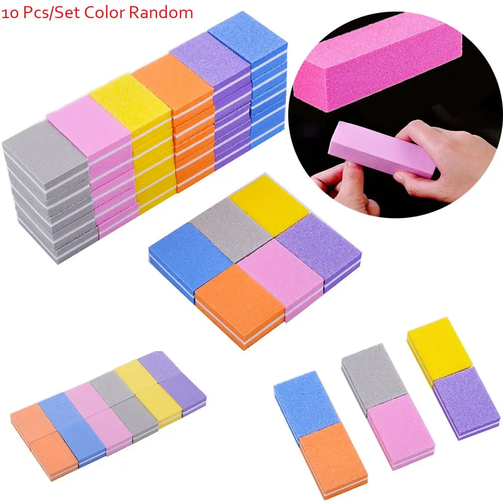 

10Pcs/Lot Mini Nail File Blocks Colorful Sponge Nail Polish Sanding Buffer Form Nail Polishing Sandpaper Manicure Tools