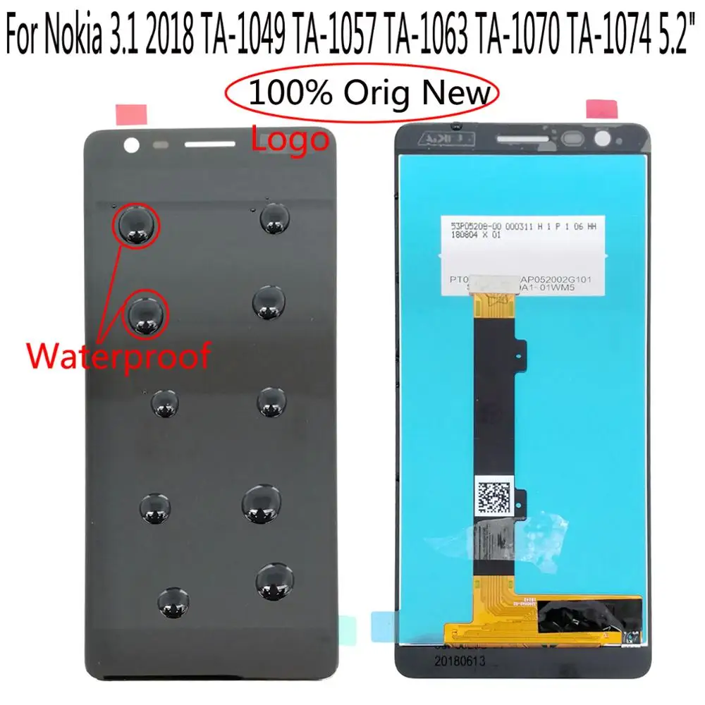 

Shyueda IPS 100% New AAA+ 5.2" For Nokia 3.1 2018 TA-1049 TA-1057 TA-1063 TA-1070 TA-1074 LCD Display Touch Screen Digitizer